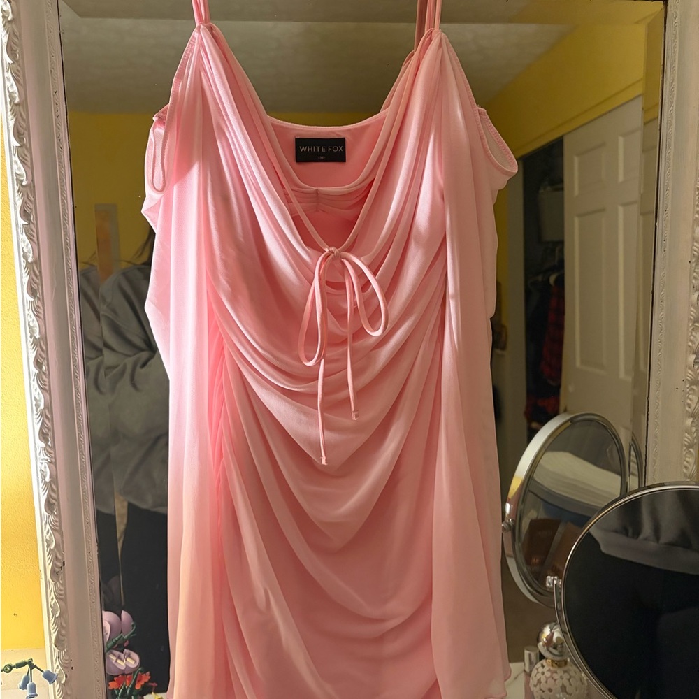 White Fox Boutique Pink Draped Chemise